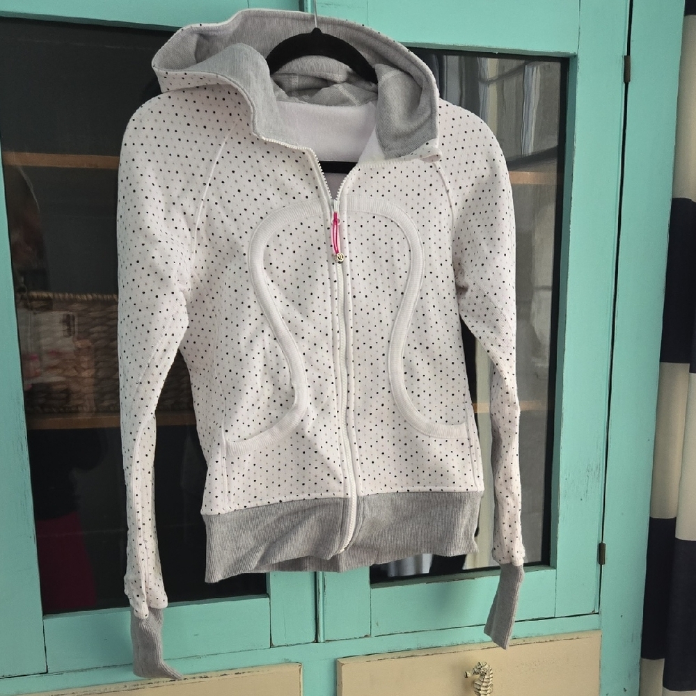 Lululemon Athletica White and Gray Perforated Scuba Hoodie